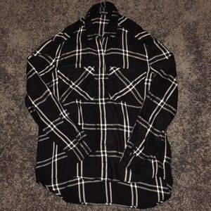 Flannel Button Down Long Sleeve Top